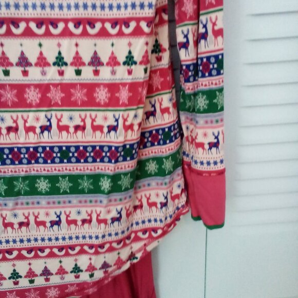 MATILDA JANE S CHRISTMAS PAJAMA SET SNOW FLAKES REINDEERS TREES STRIPED HENLEY - Picture 5 of 10
